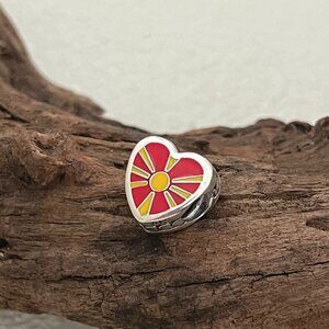 Pandora Macedonia Flag Exclusive Heart Charm S925 ALE Bead Charm